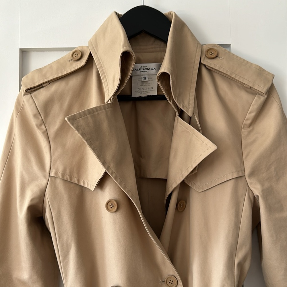 Balenciaga structured high collar trench coat slim fit size 38